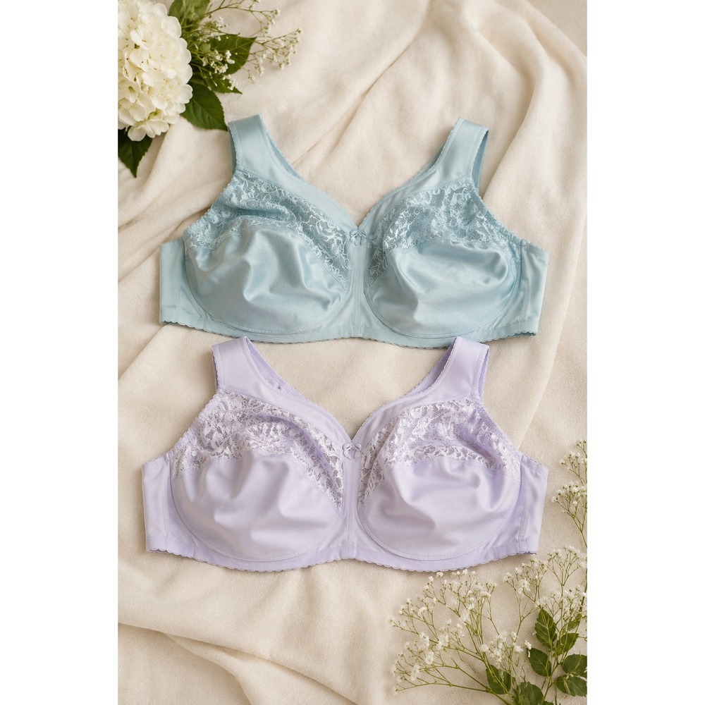 Glamorise MagicLift Lace Full Figure Support Bra Lot 2 40J Blue Lavender 1000